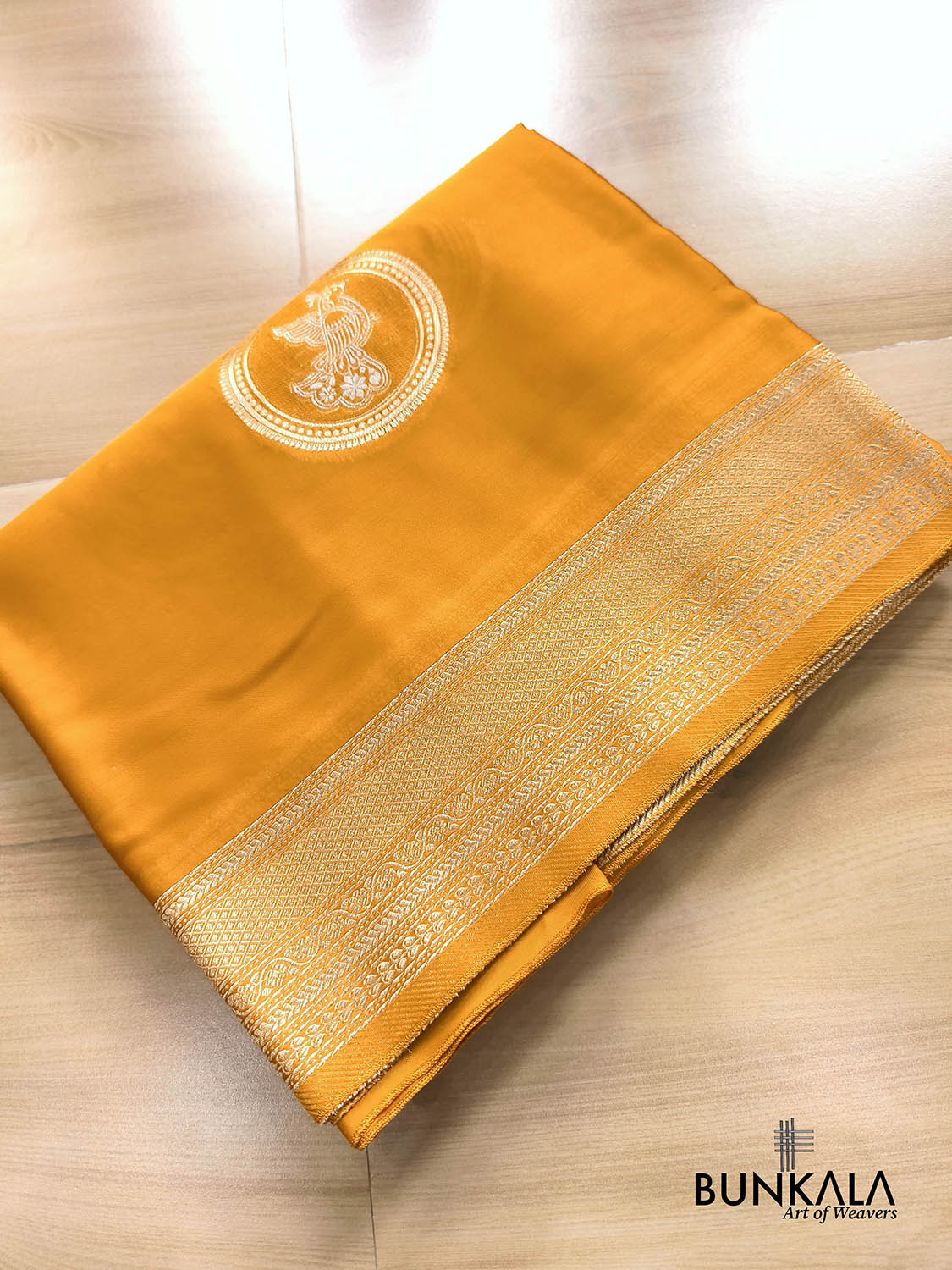 Mustard Yellow Birds Jharokha Design Sona Rupa Banarasi Mashru Organza Silk Saree