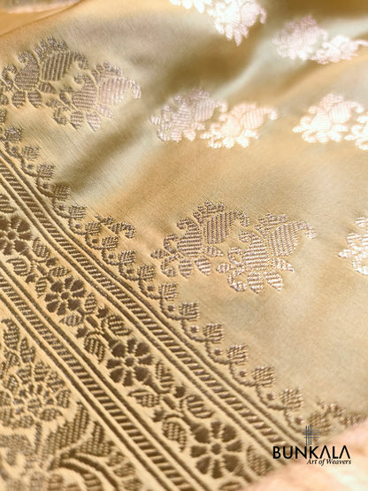 Beige Traditional Buti Weaved Banarasi Mashru Silk Saree
