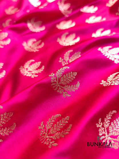 Fuchsia Pink Naaz Buti Weaved Banarasi Mashru Silk Saree