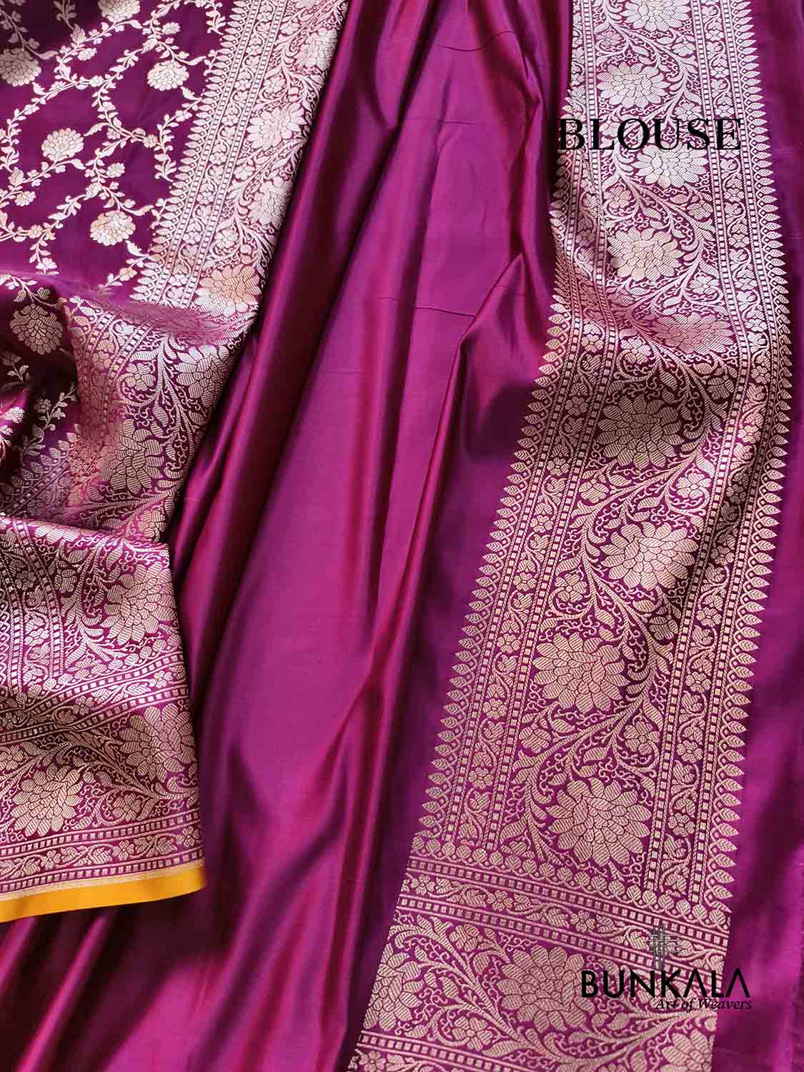 Wine Sona Zari Floral Jaal Weaved Banarasi Mashru Silk Saree