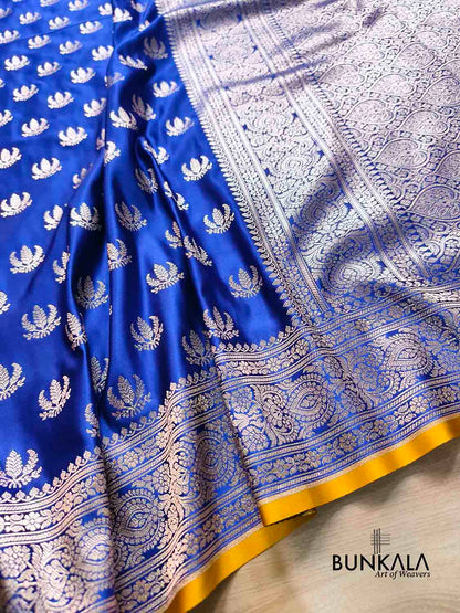 Royal Blue Naaz Buti Weaved Banarasi Mashru Silk Saree