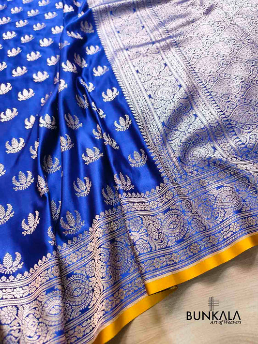 Royal Blue Naaz Buti Weaved Banarasi Mashru Silk Saree
