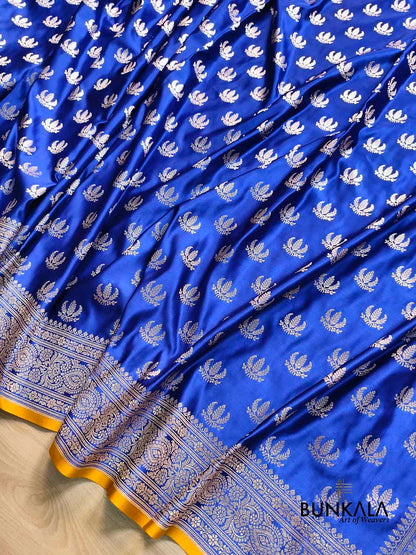 Royal Blue Naaz Buti Weaved Banarasi Mashru Silk Saree