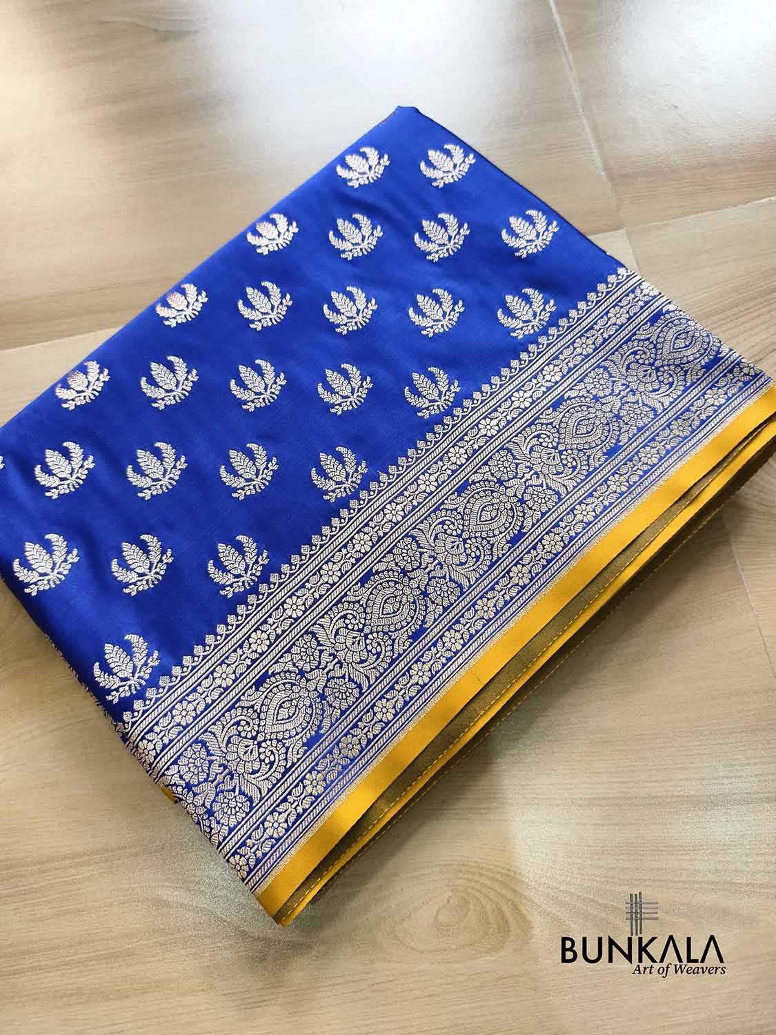 Royal Blue Naaz Buti Weaved Banarasi Mashru Silk Saree