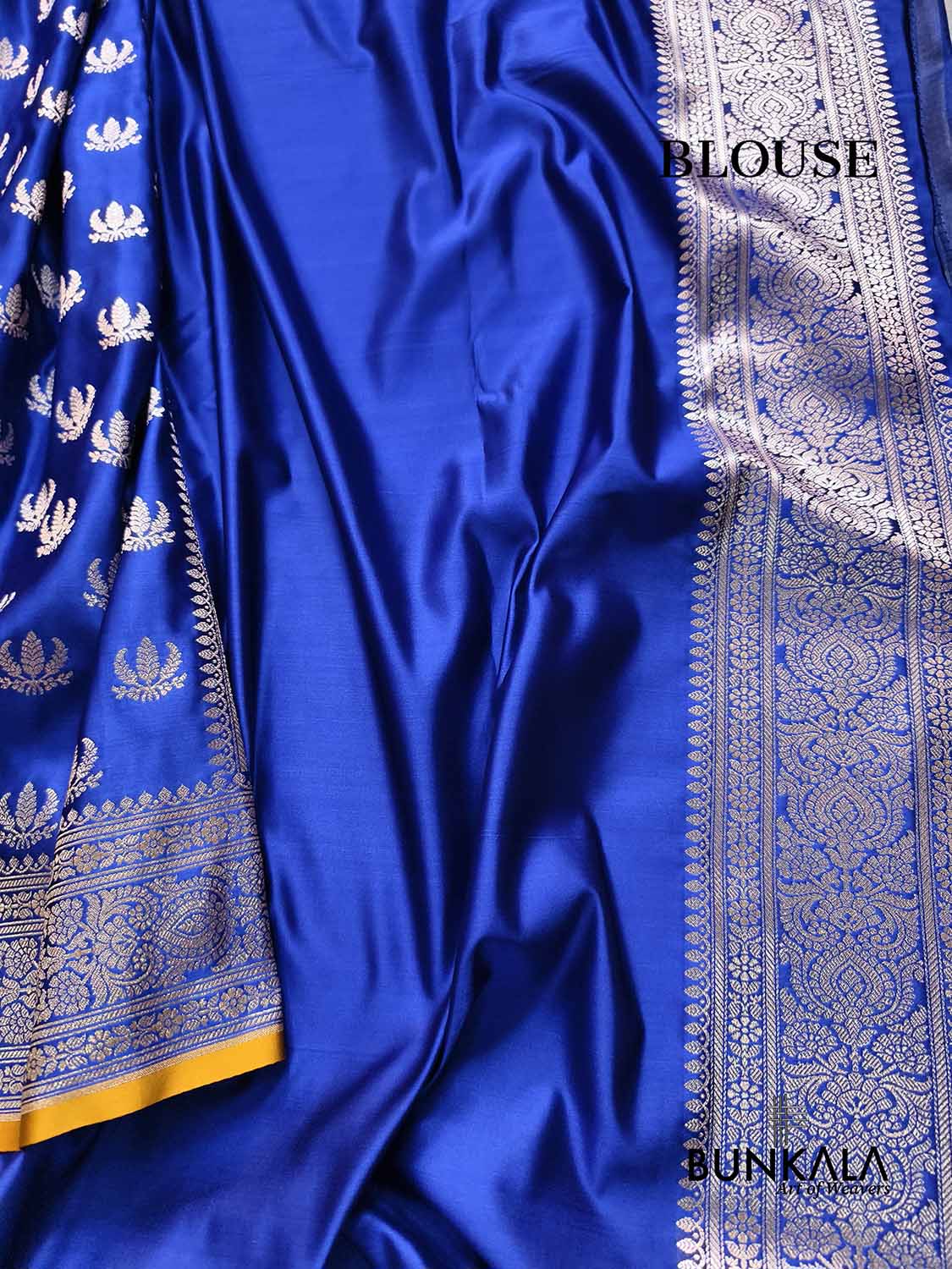 Royal Blue Naaz Buti Weaved Banarasi Mashru Silk Saree