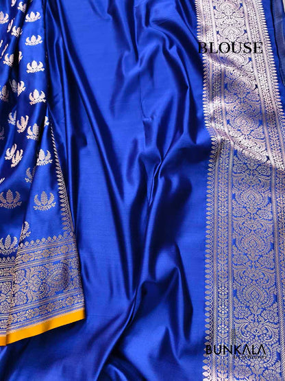 Royal Blue Naaz Buti Weaved Banarasi Mashru Silk Saree