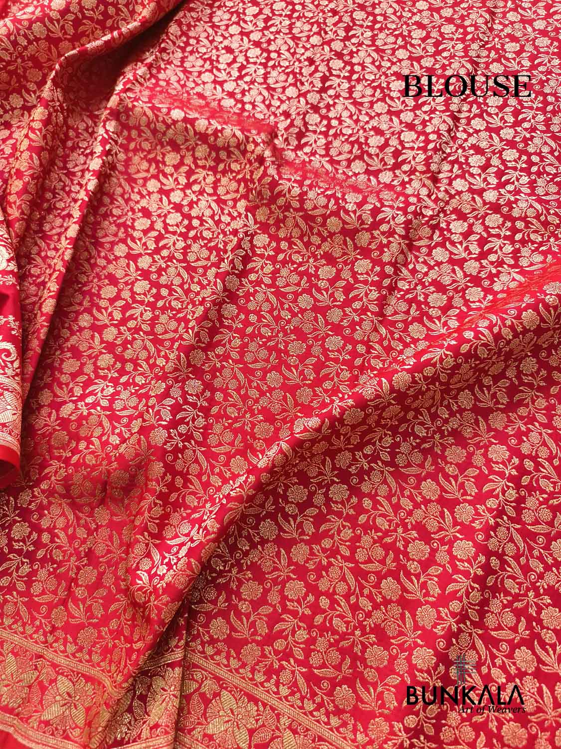 Sindoori Red Koniya Pallu Allover Buti Banarasi Mashru Silk Saree