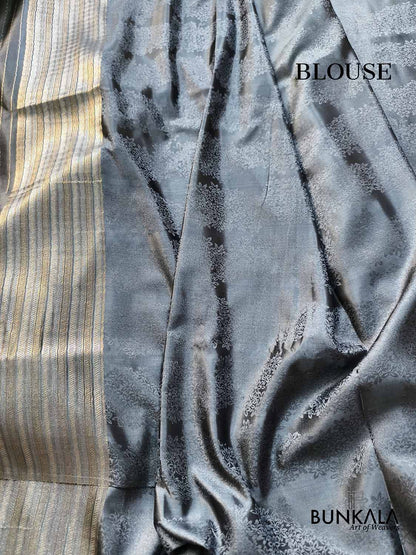 Grey Birds Sona Rupa Floral Jaal Weaved Banarasi Mashru Silk Saree