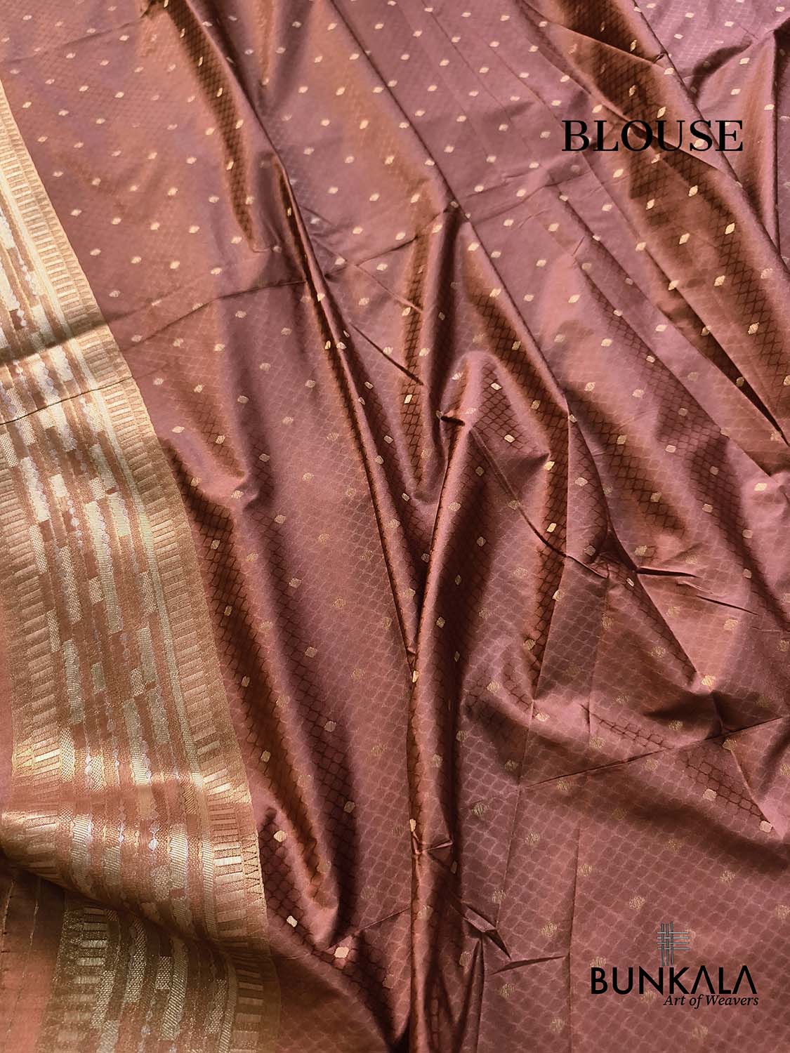 Copper Brown Elephant & Leaf Motif Sona Rupa Weaved Banarasi Mashru Silk Saree