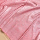 Peach Pink Mashru Silk Silver Zari Brocade Weaved Banarasi Saree