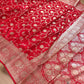 Bright Red Soft Mashru Silk Allover Floral Jaal Design Weaved Banarasi Saree