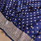 Navy Blue Soft Mashru Silk Allover Small Buti Weaved Banarasi Saree
