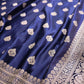 Navy Blue Soft Mashru Silk Allover Small Buti Weaved Banarasi Saree