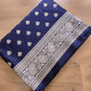 Navy Blue Soft Mashru Silk Allover Small Buti Weaved Banarasi Saree