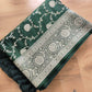Emerald Green Soft Mashru Silk Allover Floral Jaal Design Weaved Banarasi Saree