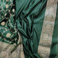 Emerald Green Soft Mashru Silk Allover Floral Jaal Design Weaved Banarasi Saree