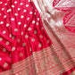 Bright Red Soft Mashru Silk Allover Small Buti Weaved Banarasi Saree
