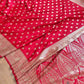 Bright Red Soft Mashru Silk Allover Small Buti Weaved Banarasi Saree