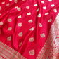 Bright Red Soft Mashru Silk Allover Small Buti Weaved Banarasi Saree