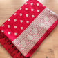 Bright Red Soft Mashru Silk Allover Small Buti Weaved Banarasi Saree