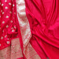 Bright Red Soft Mashru Silk Allover Small Buti Weaved Banarasi Saree