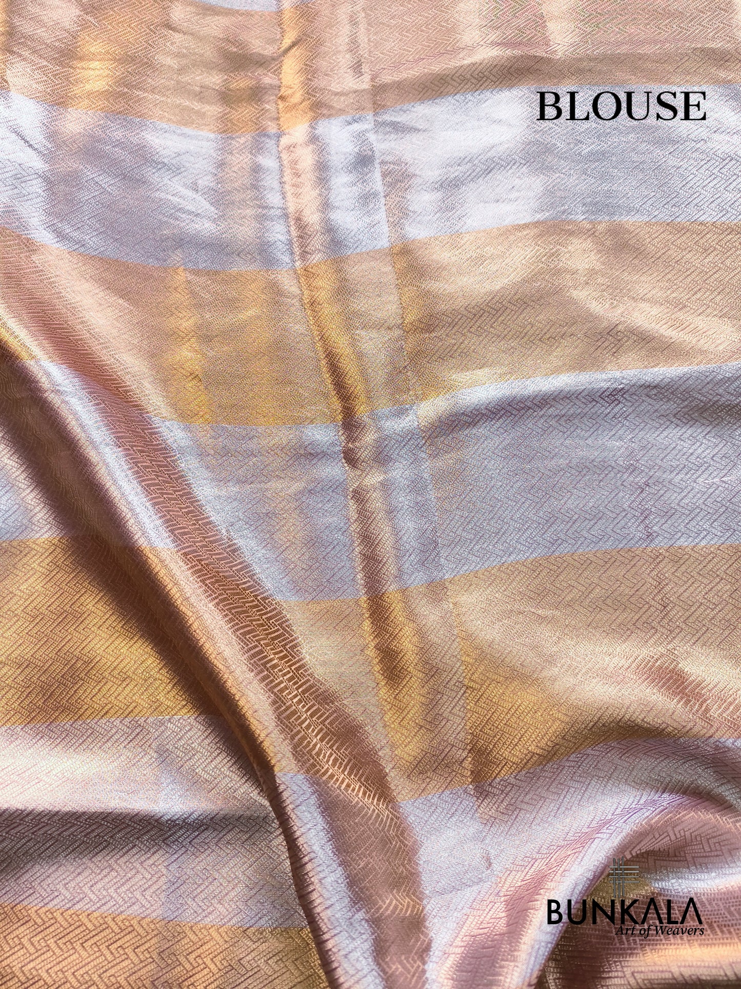 Purple Geometrical Pattern Gold & Silver Zari Handloom Banarasi Pure Tissue Saree