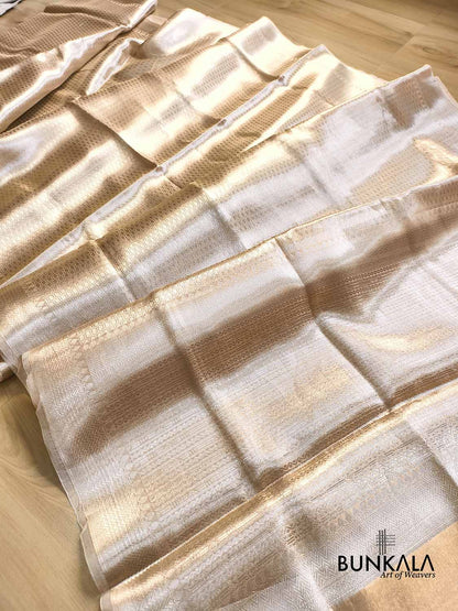 Natural Gold Brocade Handloom Banarasi Pure Tissue Saree