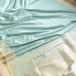 Ice Blue Geometrical Design Resham Tanchui Body Pure Katan Silk Handloom Meenakari Border and Pallu Banarasi Saree
