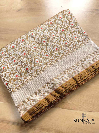 Mehendi Green Pure Katan Silk Silver Zari Brocade Handloom Meenakari Banarasi Saree