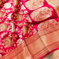 Reddish Pink Two Tone Color Pure Katan Silk Floral Design Meenakari Sona Rupa Handloom Banarasi Saree
