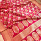 Reddish Pink Two Tone Color Pure Katan Silk Floral Design Meenakari Sona Rupa Handloom Banarasi Saree