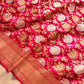 Reddish Pink Two Tone Color Pure Katan Silk Floral Design Meenakari Sona Rupa Handloom Banarasi Saree