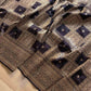Jet Black Geometrical Big Checks Design Silk Banarasi Saree
