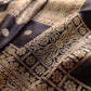 Jet Black Geometrical Big Checks Design Silk Banarasi Saree