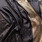 Jet Black Geometrical Big Checks Design Silk Banarasi Saree