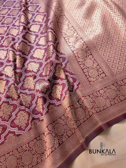 Wine Silk Banarasi Saree
