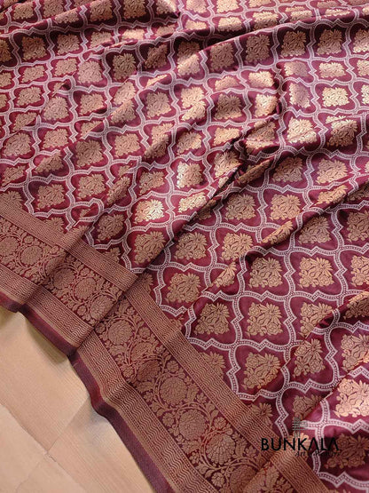 Wine Silk Banarasi Saree