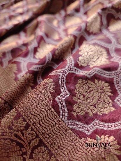 Wine Silk Banarasi Saree