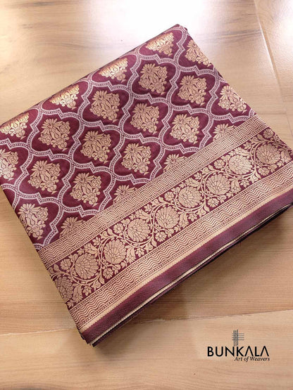 Wine Silk Banarasi Saree