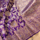 Purple Gold and Silver Zari Jaal Design Silk Banarasi Saree