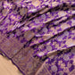 Purple Gold and Silver Zari Jaal Design Silk Banarasi Saree