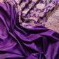 Purple Gold and Silver Zari Jaal Design Silk Banarasi Saree