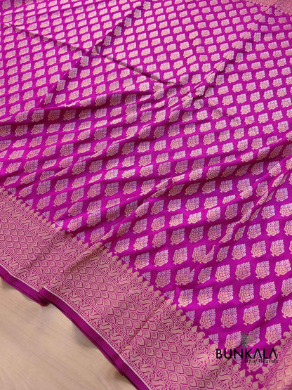 Magenta Pink Buti Banarasi Silk Saree