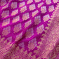 Magenta Pink Buti Banarasi Silk Saree