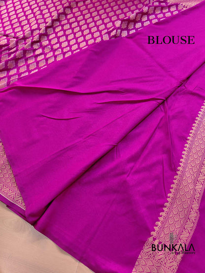 Magenta Pink Buti Banarasi Silk Saree