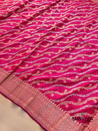 Shot Pink Leheriya Banarasi Silk Saree
