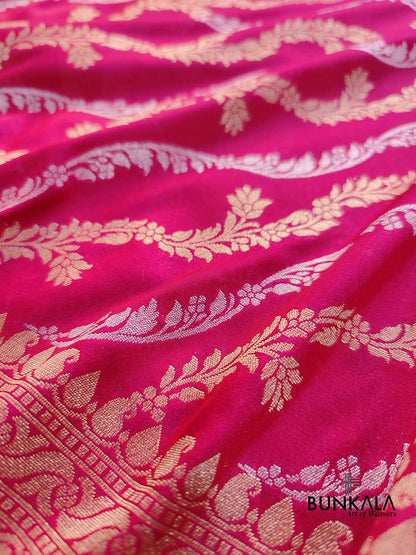 Shot Pink Leheriya Banarasi Silk Saree