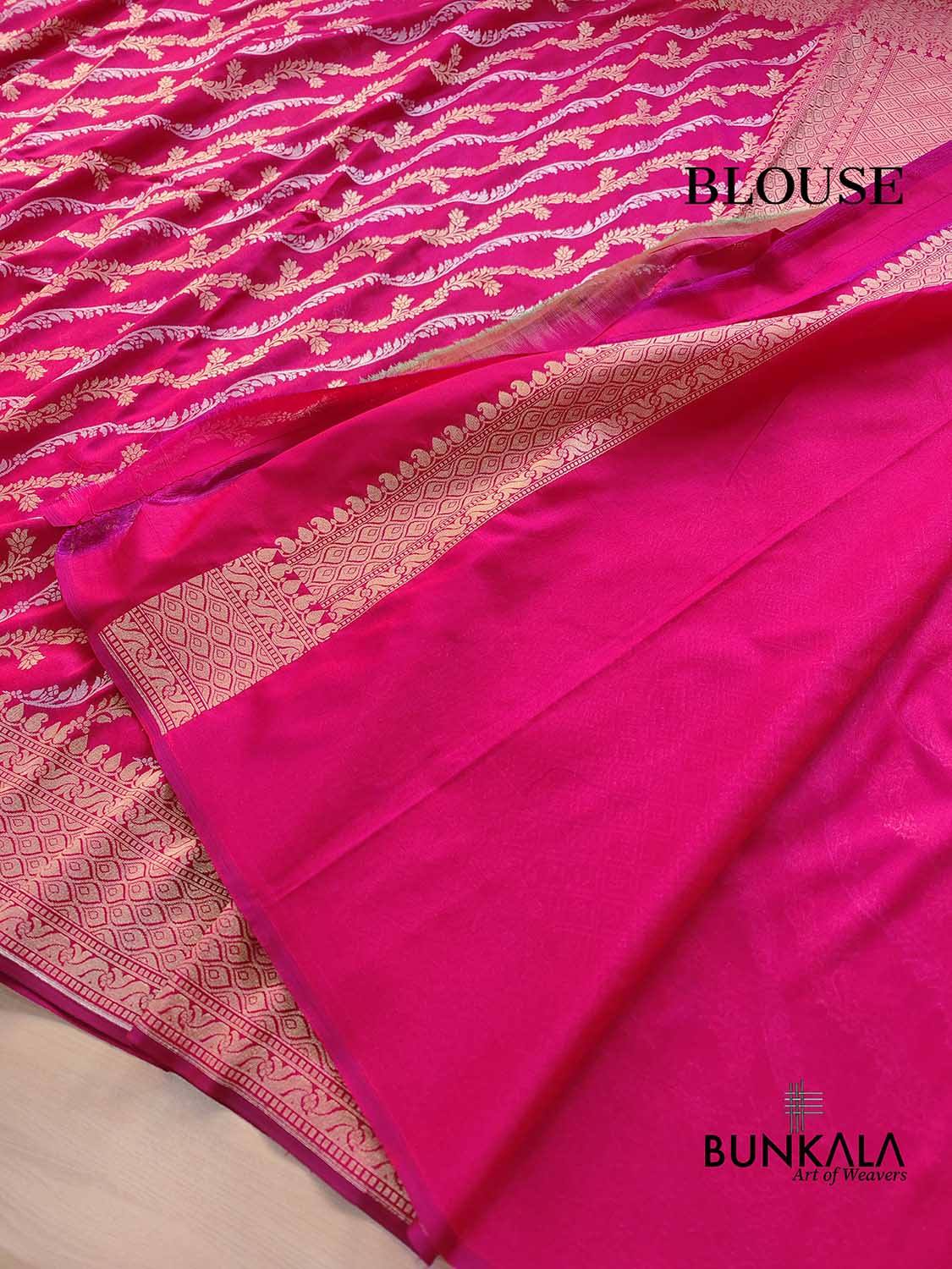Shot Pink Leheriya Banarasi Silk Saree