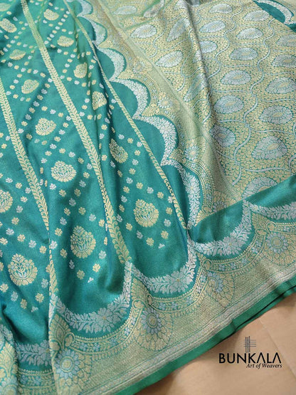 Sea Green Stripes Banarasi Silk Saree