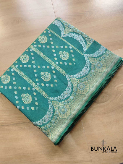 Sea Green Stripes Banarasi Silk Saree
